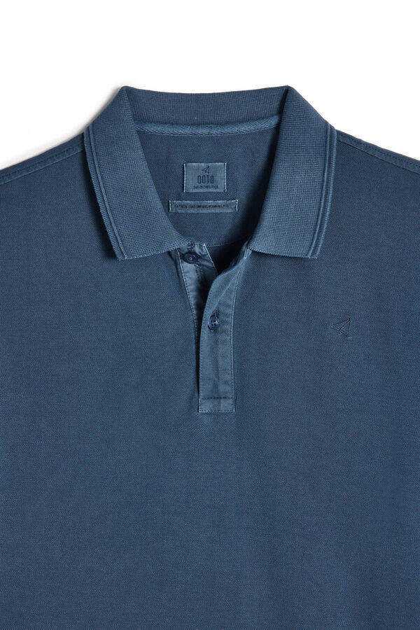 Cortefiel Washed piqué plane embroidered polo shirt Navy