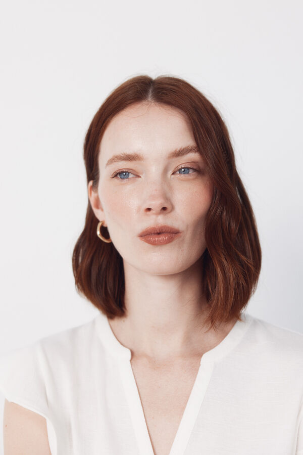 Cortefiel Flounced sleeve t-shirt White