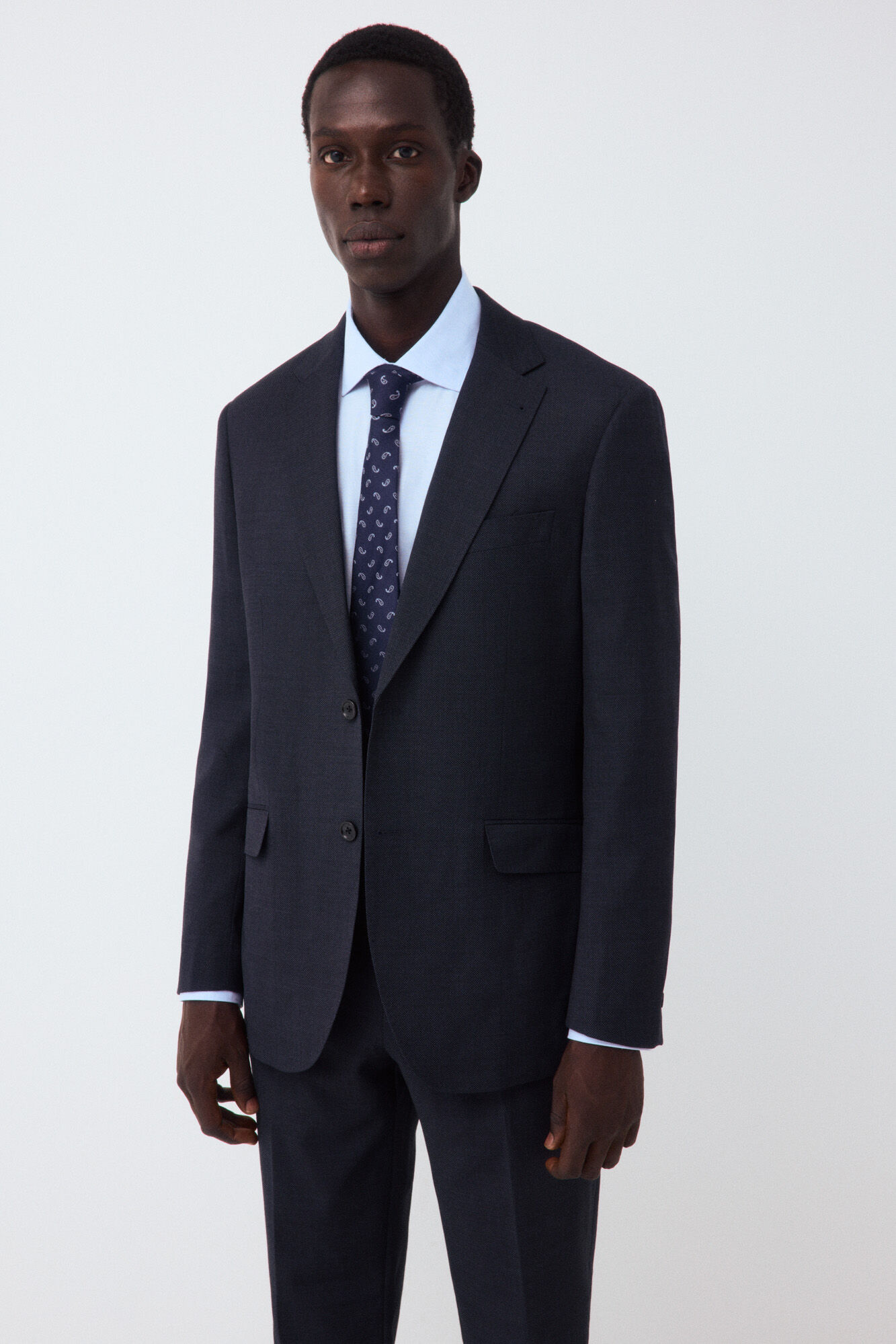 Cortefiel Navy bird's eye tailored fit jacket