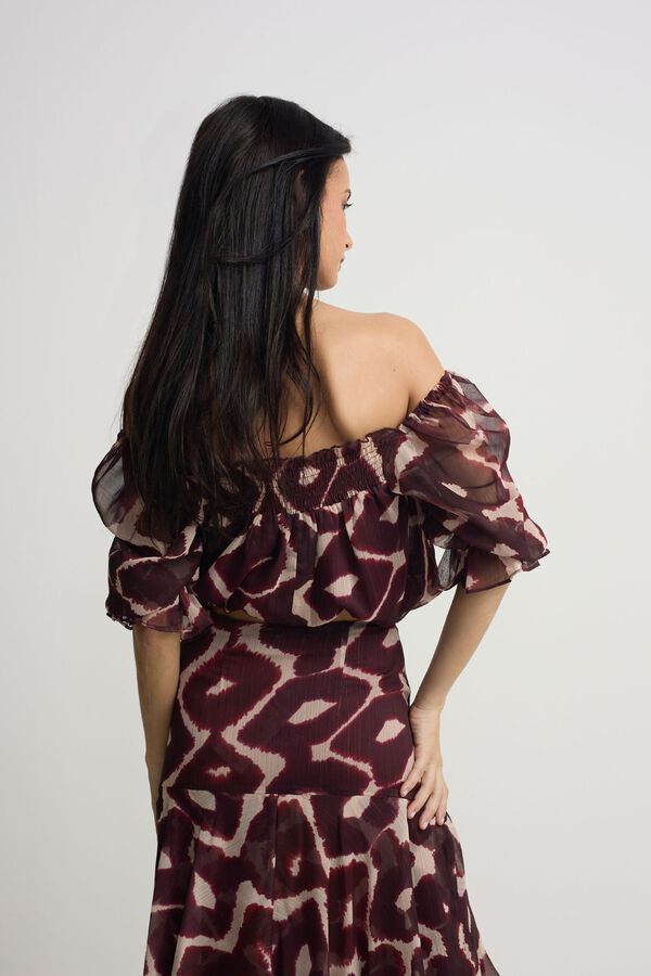 Silbon Printed ruched blouse Printed brown