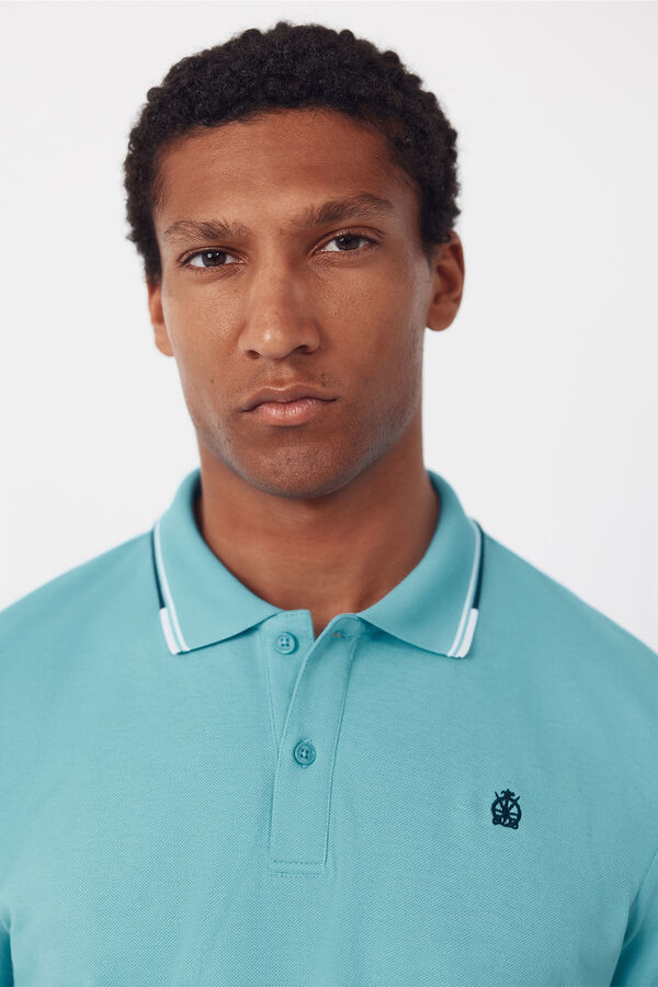 Cortefiel Polo shirt with tips Turquoise