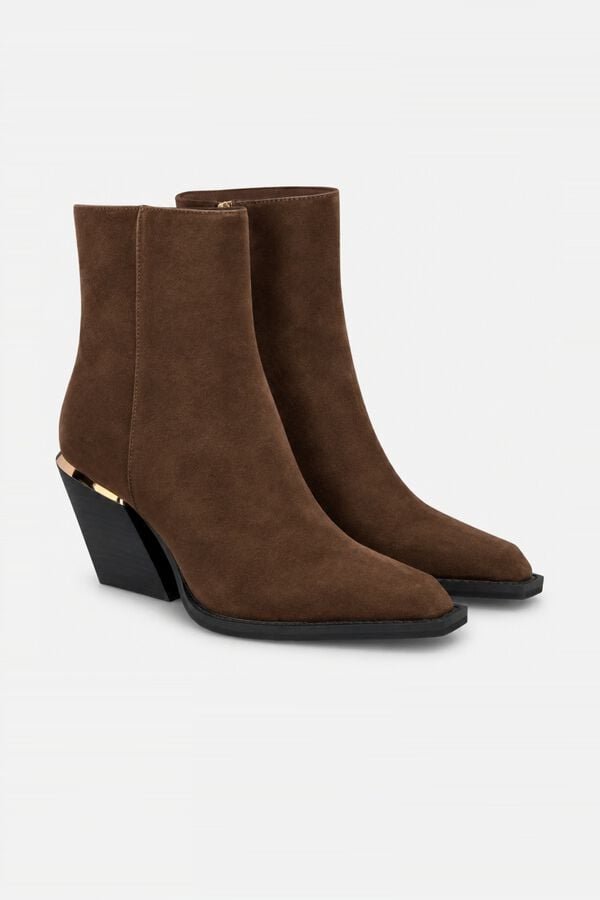 Alma en Pena Metallic leather ankle boot Dark brown