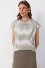 Cortefiel Basic t-shirt with gold buttons Printed green