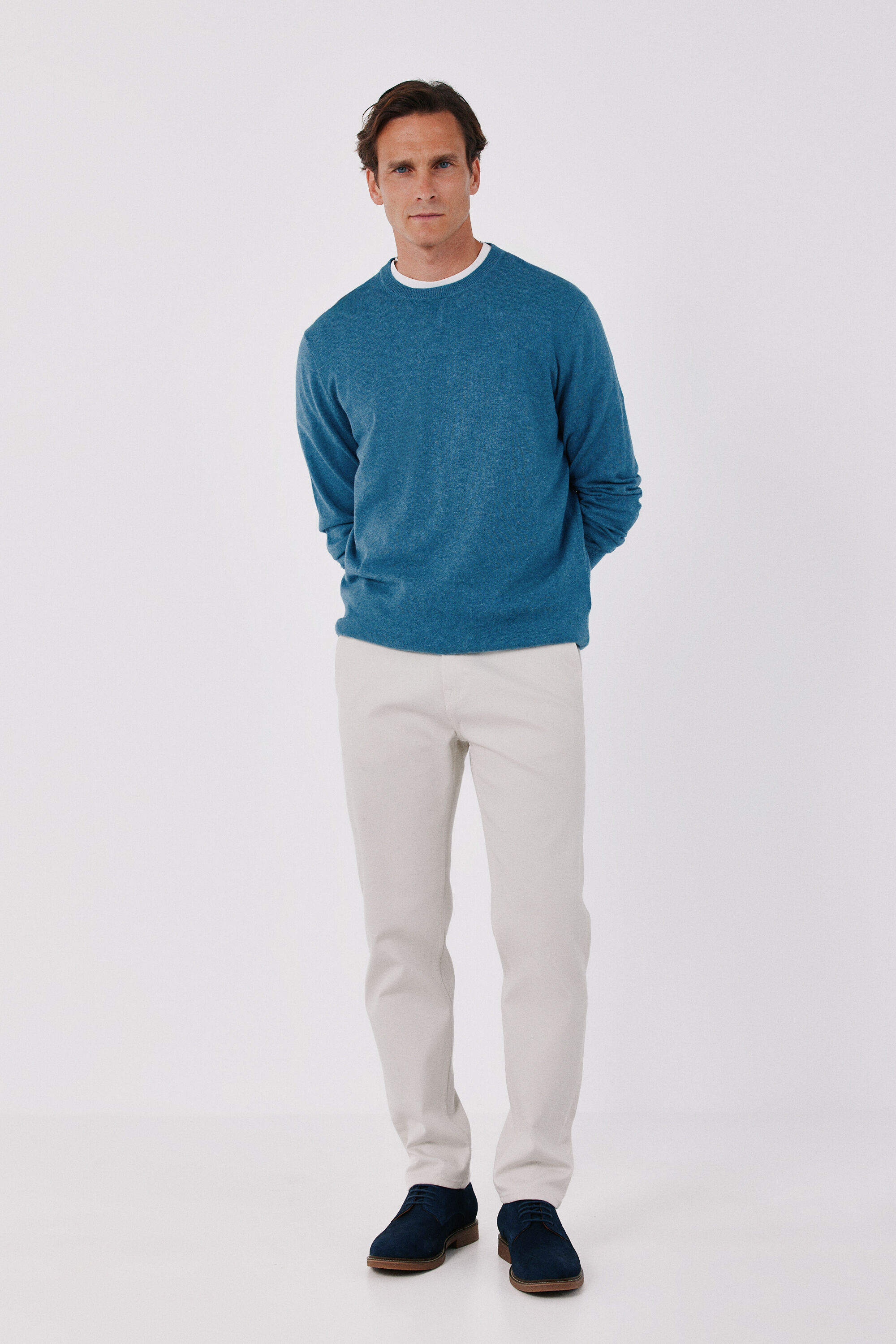 Cortefiel Cotton cashmere knit crew neck jumper