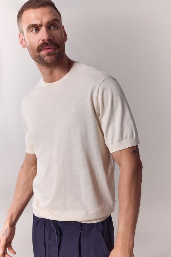 OOTO T-shirt camisola premium manga curta em algod&atilde;o Ecru