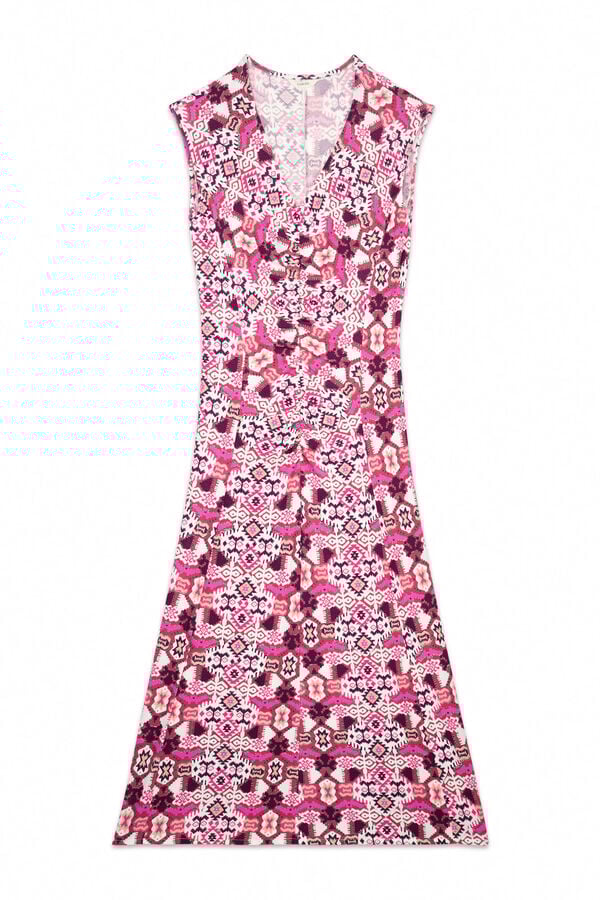 Slowlove Vestido punto estampado frunce Multicolor