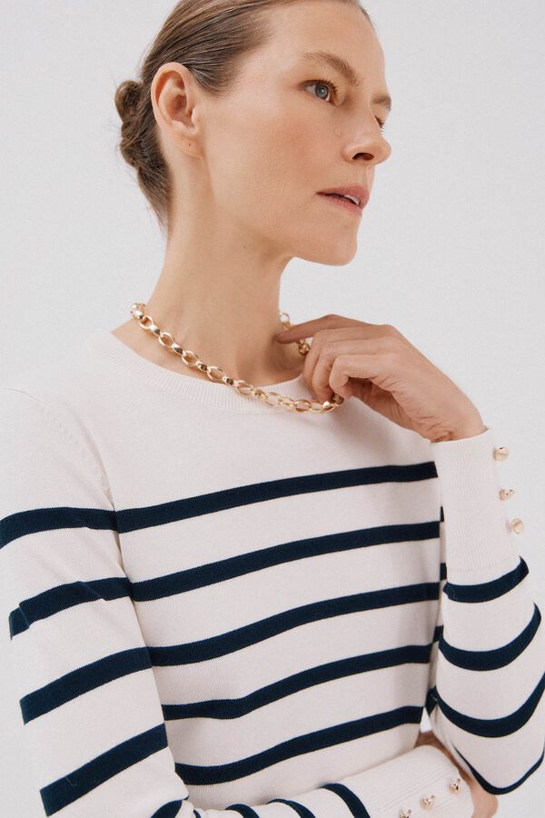 Cortefiel Short-sleeved jumper Ivory