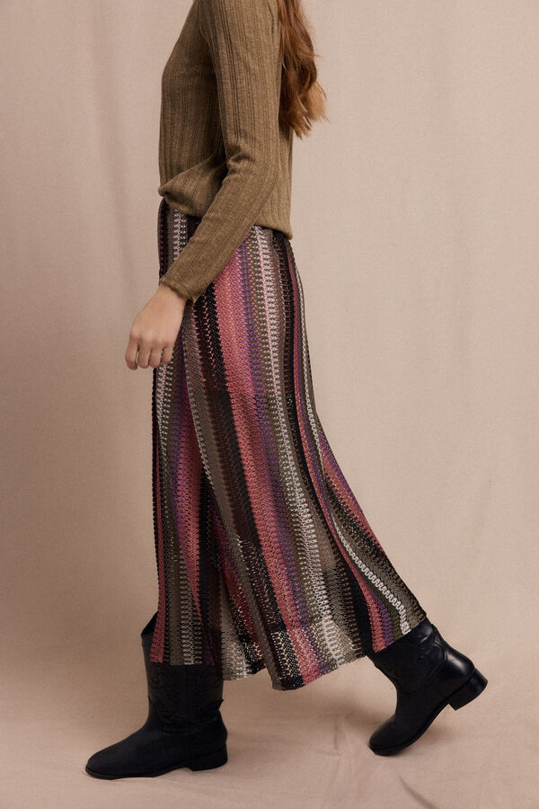 Slowlove Falda capa de punto rayas Estampado rojo