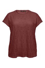 Vero Moda Curve Top com detalhes vazados tamanho grande Castanho
