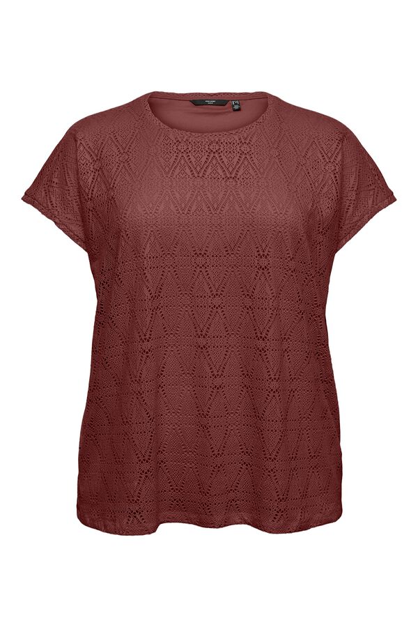 Vero Moda Curve Top com detalhes vazados tamanho grande Castanho