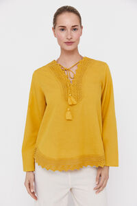 Cortefiel Crochet shirt Yellow