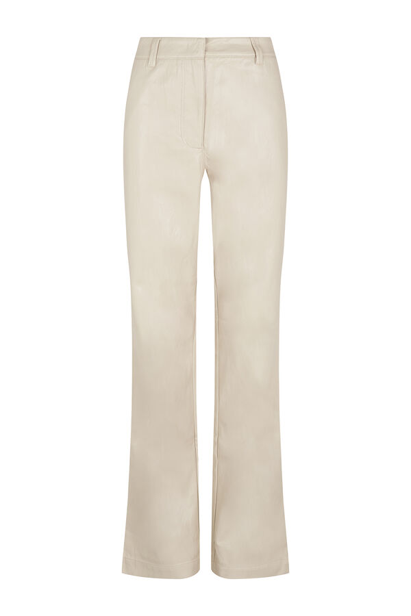 Cortefiel Faux leather women's trousers Ivory