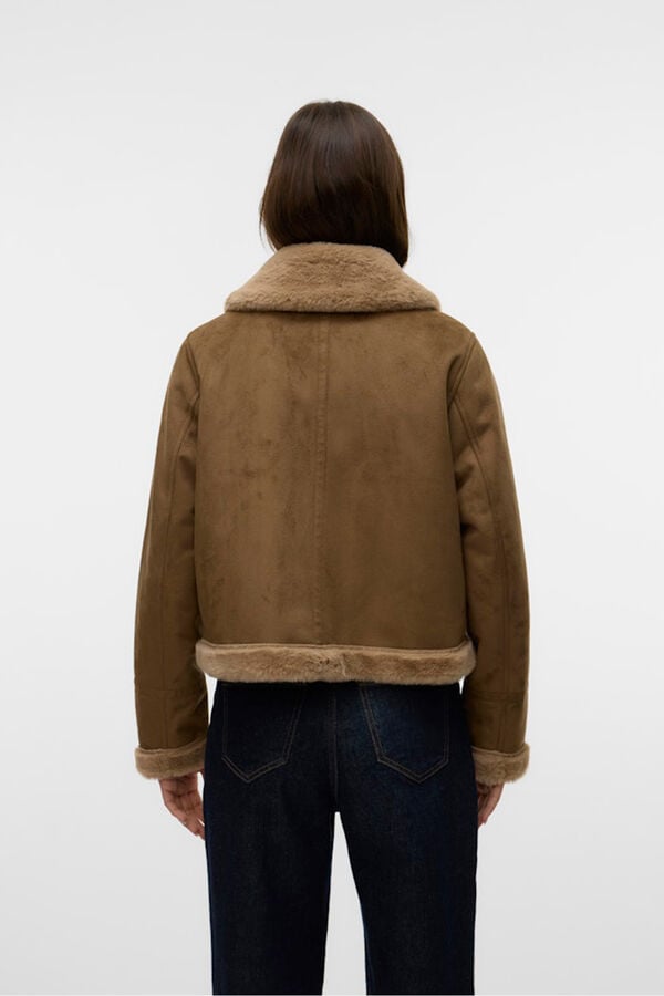 Vero Moda Blusão de veludo com fecho-éclair para mulher Castanho