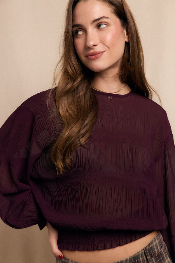 Slowlove Blusa fruncida Granate