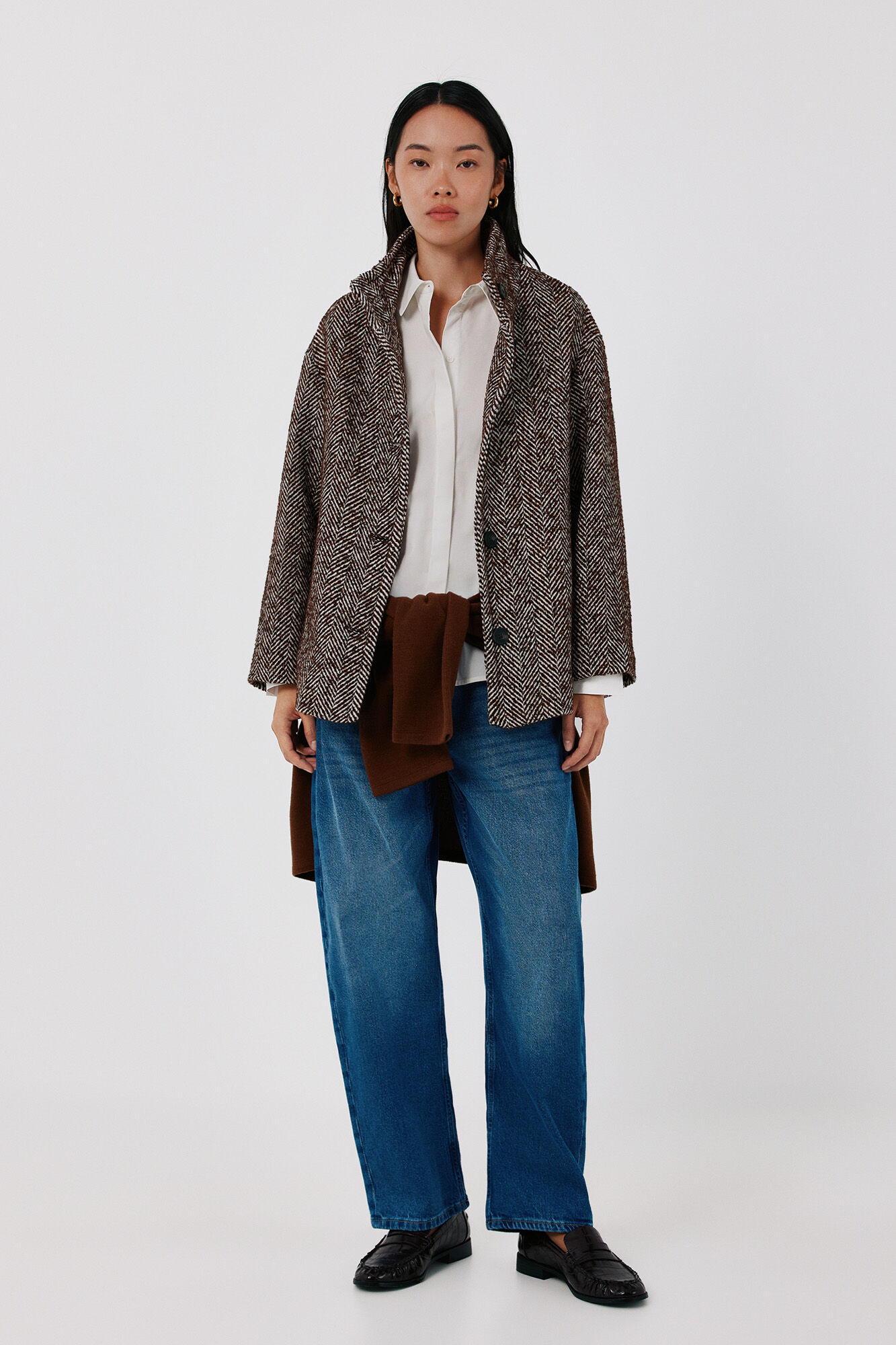 Cortefiel Short funnel neck coat