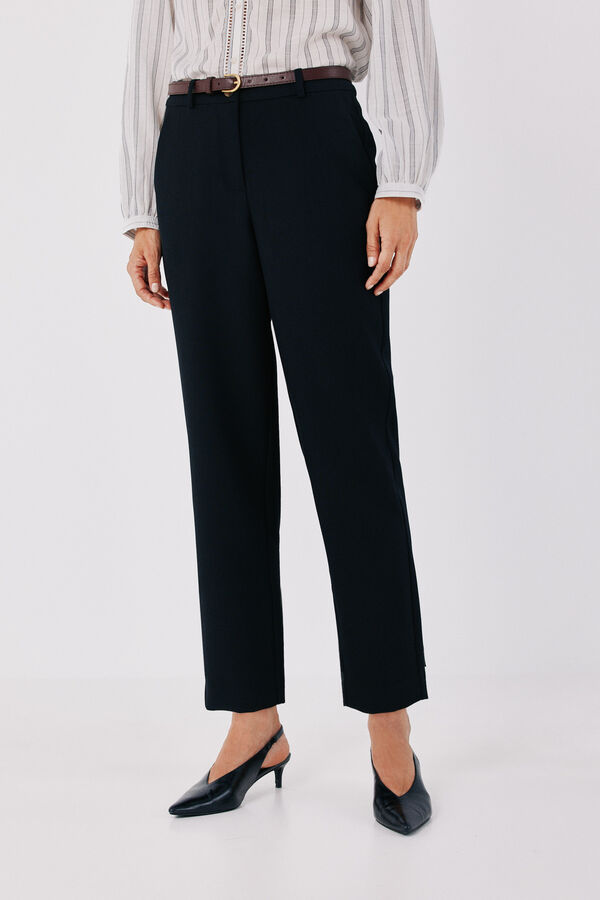 Cortefiel Women's tailored trousers with belt Black