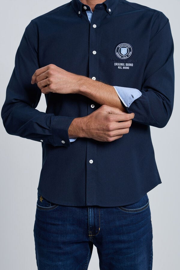 Valecuatro Camisa bordada azul marinho Azul