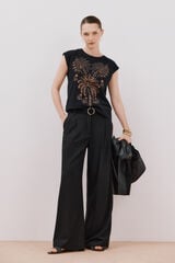 Cortefiel Printed sleeveless T-shirt Black