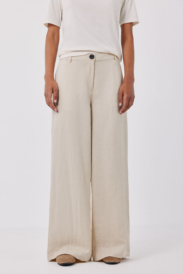Cortefiel Fluid wide trousers Nude