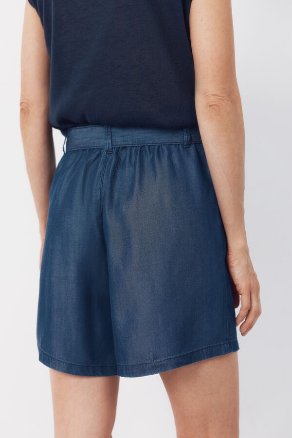 Cortefiel Tencel fluid Bermuda shorts Blue