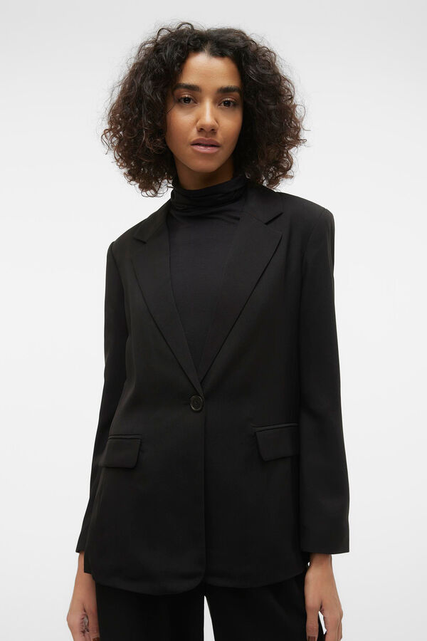 Cortefiel Women's oversize long-sleeved blazer Black