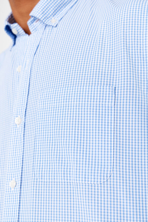 Cortefiel Camisa quadrados fácil de engomar Azul