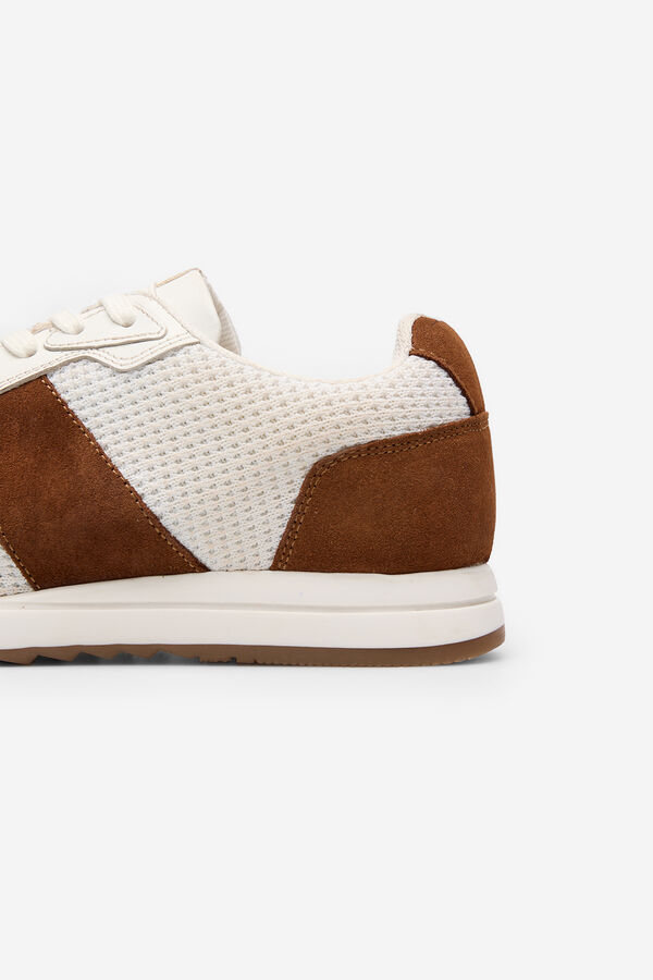 Cortefiel Leather fabric sneaker White