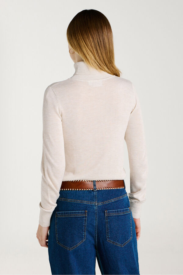 Vila Cinto de pele com costura Castanho