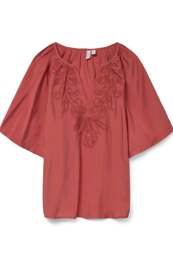 Vero Moda Blusa manga 2/4 com bordado Vermelho