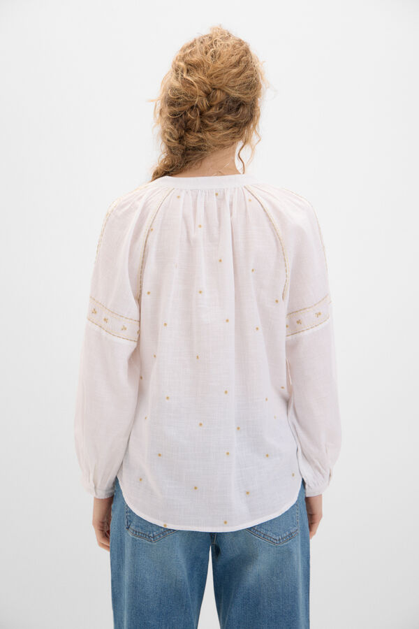 Cortefiel Blusa bordada floral Branco