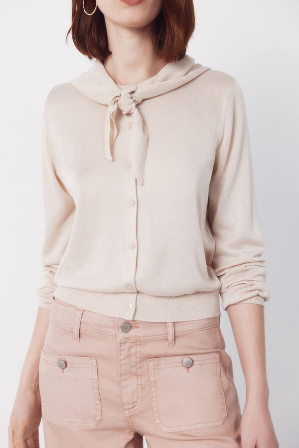 Cortefiel Jersey-knit basic jacket Beige