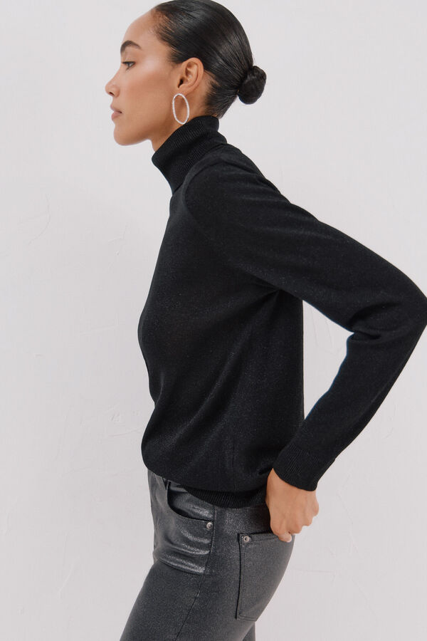 Cortefiel Suéter fino de lurex Preto