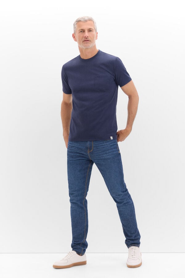 Cortefiel Camiseta basica bolsillo Azul