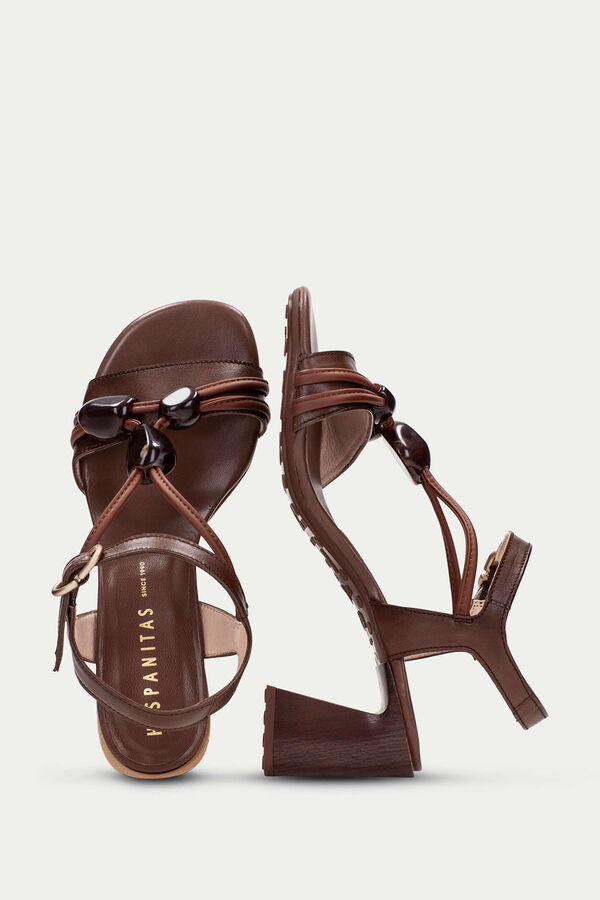 Hispanitas Sand&aacute;lia com adorno de pedras Castanho