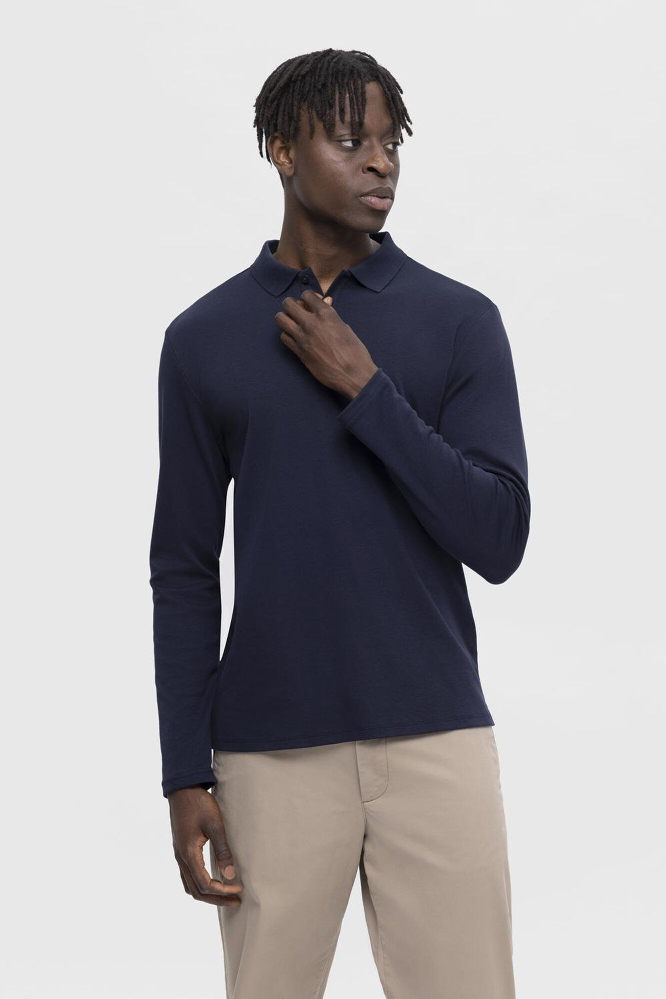 Polo de manga larga de algodon reciclado. Polos de hombre Cortefiel