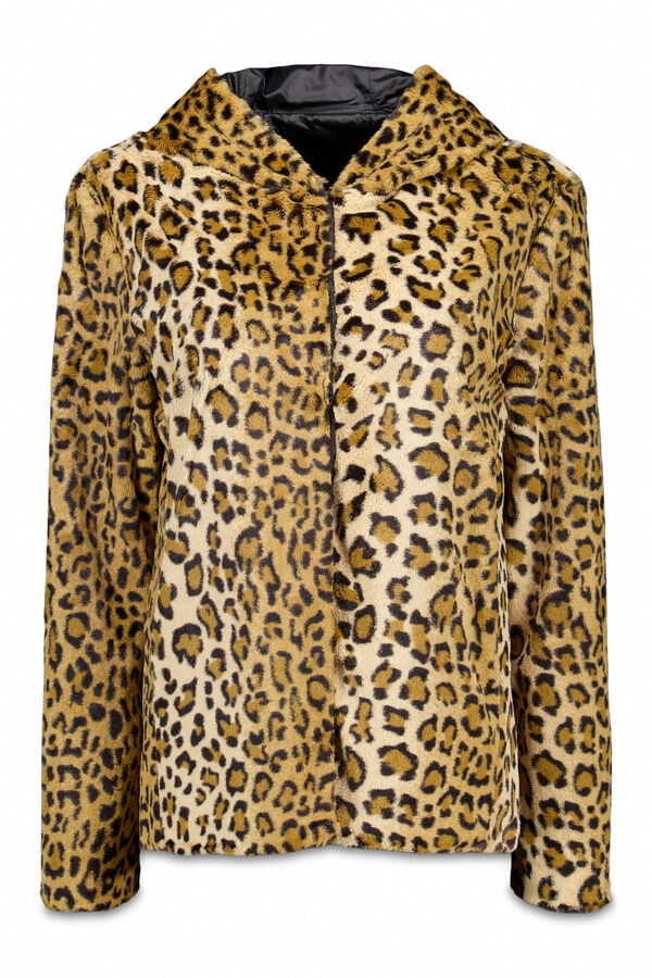 Cortefiel Blusão curto reversível efeito pelo Preto