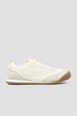 Cortefiel Fabric and split leather trainers White