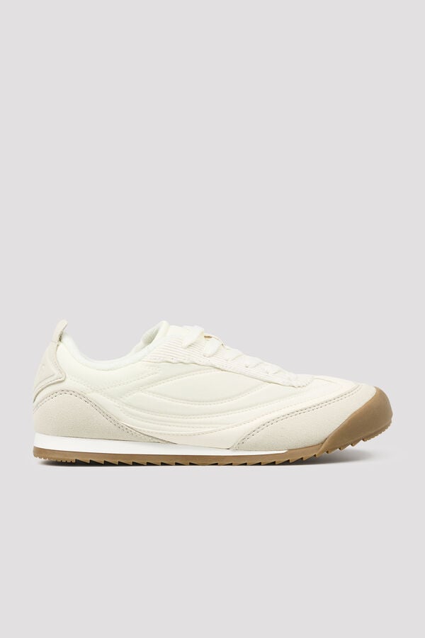 Cortefiel Fabric and split leather trainers White