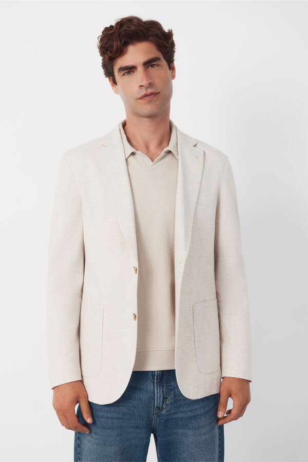 Cortefiel Linen blazer Beige