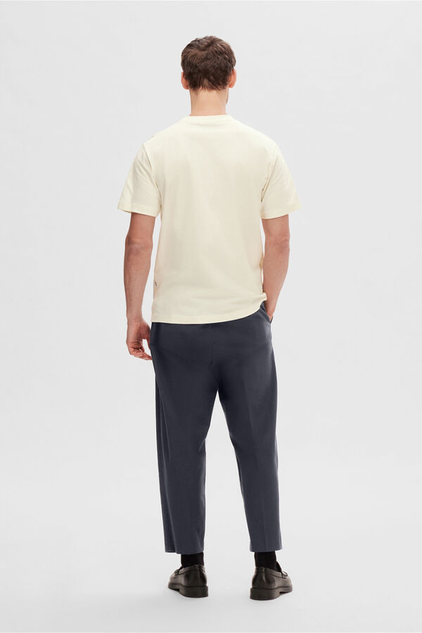 Cortefiel T-shirt de manga curta com detalhe bordado 100% algodão orgânico Branco