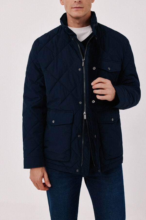 Cortefiel Diamond quilted field jacket Navy