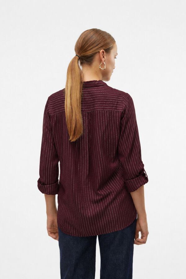 Vero Moda Camisa fluida con rayas metalizadas Granate