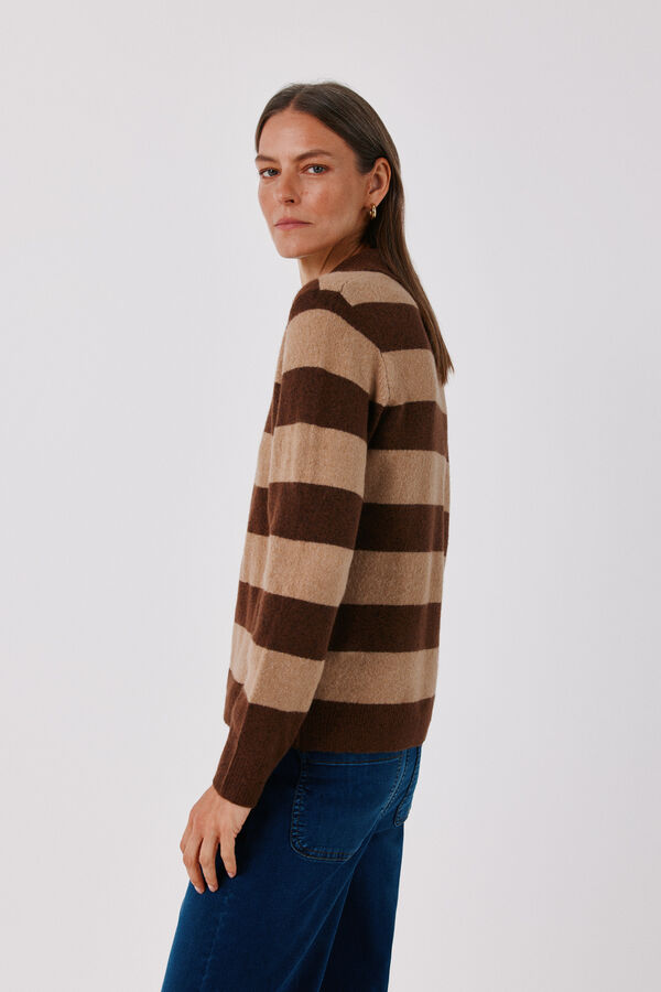 Cortefiel Striped soft polo shirt Nude