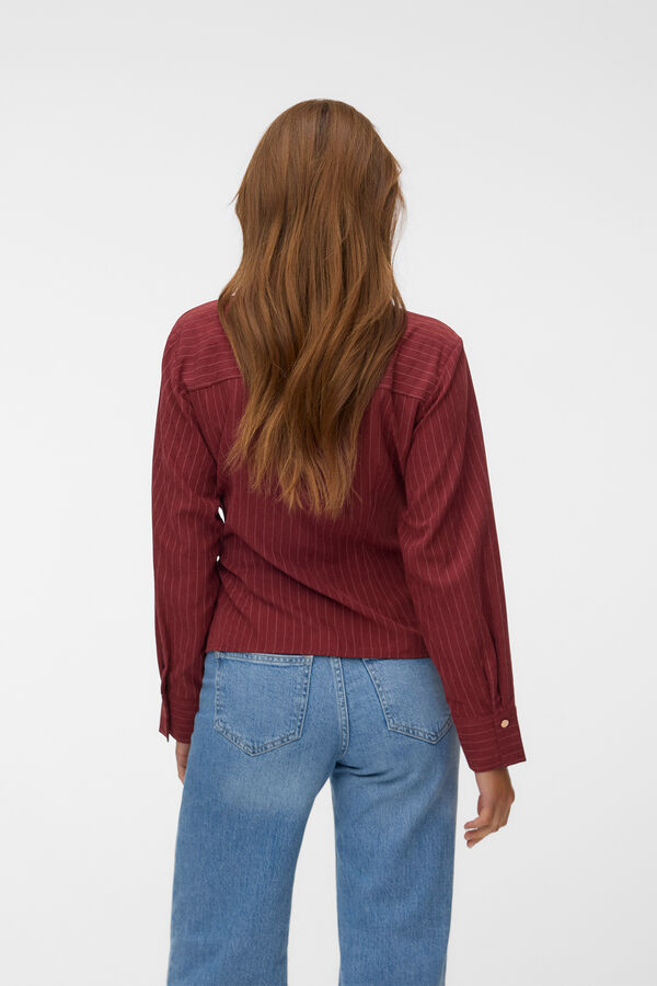 Vero Moda Striped wrap shirt Maroon