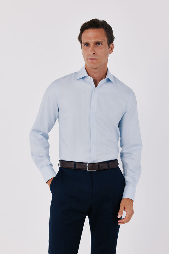 Camisa vestir lisa fácil plancha puño gemelos