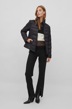 Cortefiel Women's quilted zip-up jacket Black