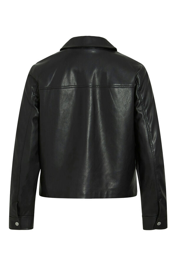 Vila Buttoned faux leather jacket Black