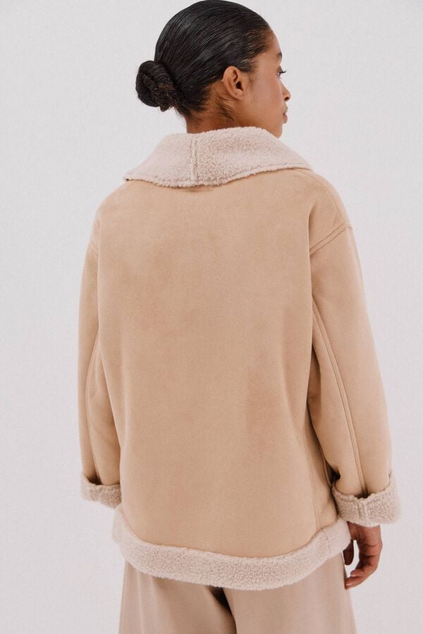 Cortefiel Double-sided effect jacket Nude