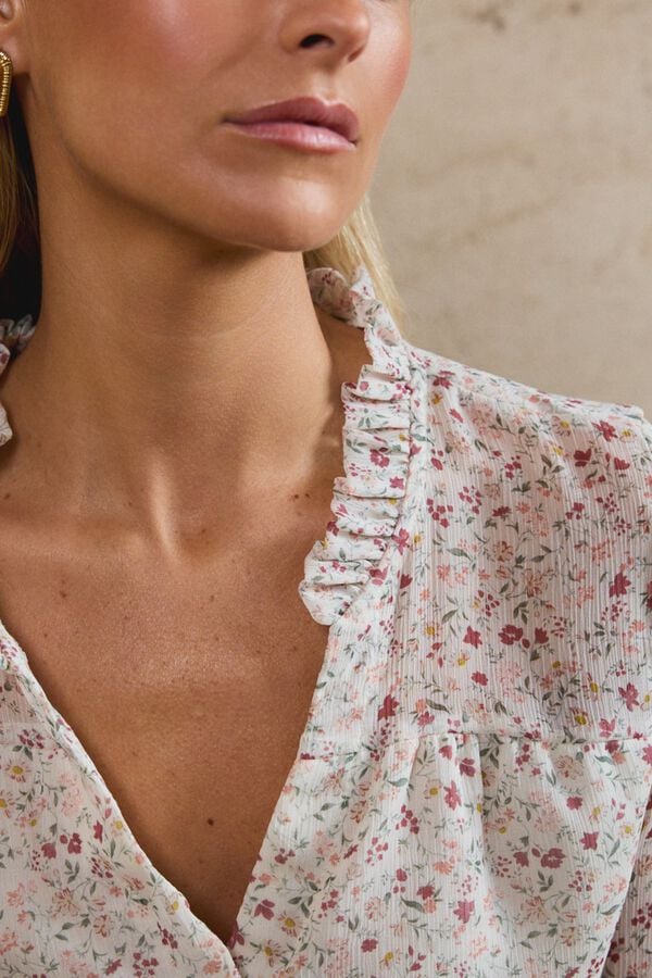 Pol&iacute;n Et Moi Camisa de flores Magn&oacute;lia Branco