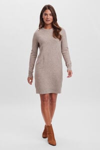 Cortefiel Jersey-knit dress with round neck Brown